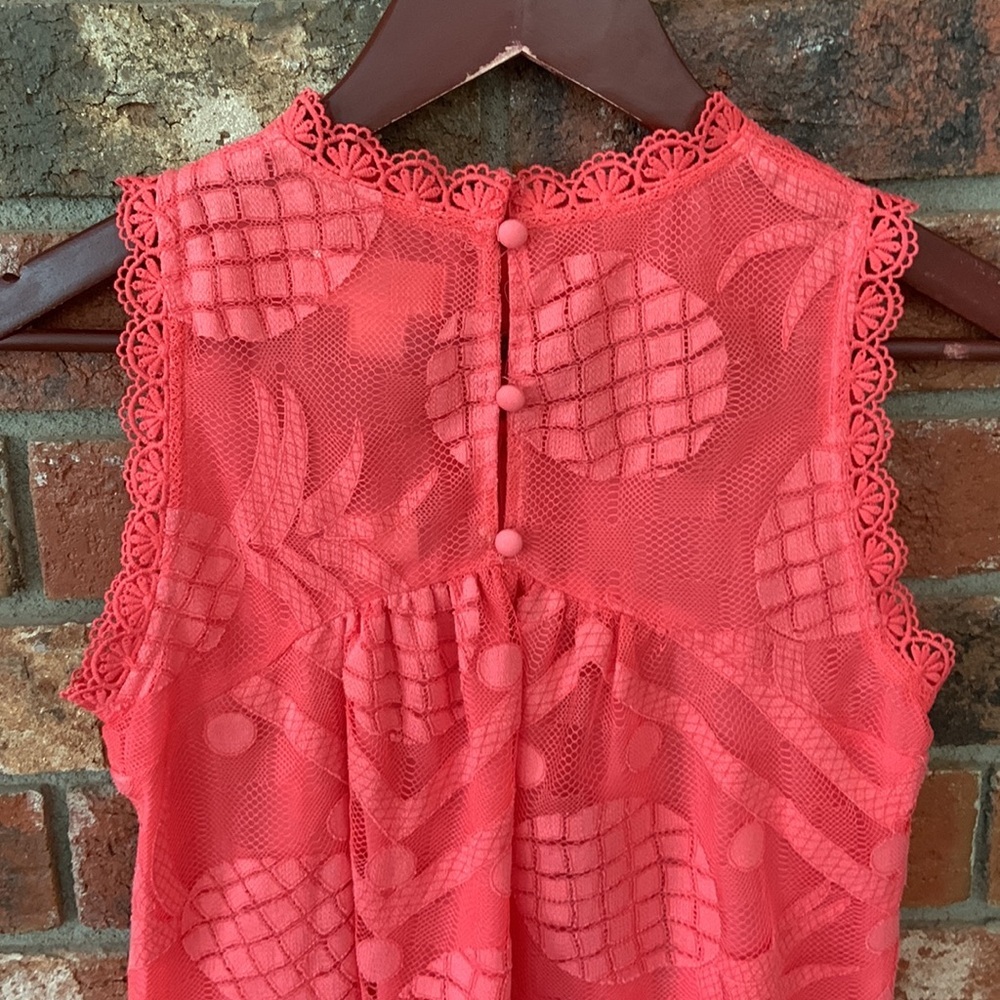 Maeve Coral Pink Sleeveless Lace Blouse - Picture 10 of 11